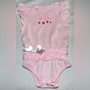 Stephan Baby Body Suit One-Piece Pink Ruffles Floral Size 12 Months